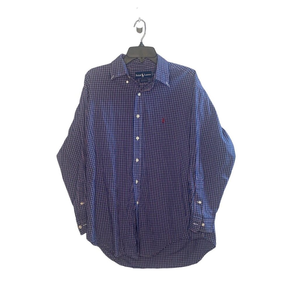 Ralph Lauren Button Down Shirt mens Yarmouth long sleeve blue size 16.5 (32/33)